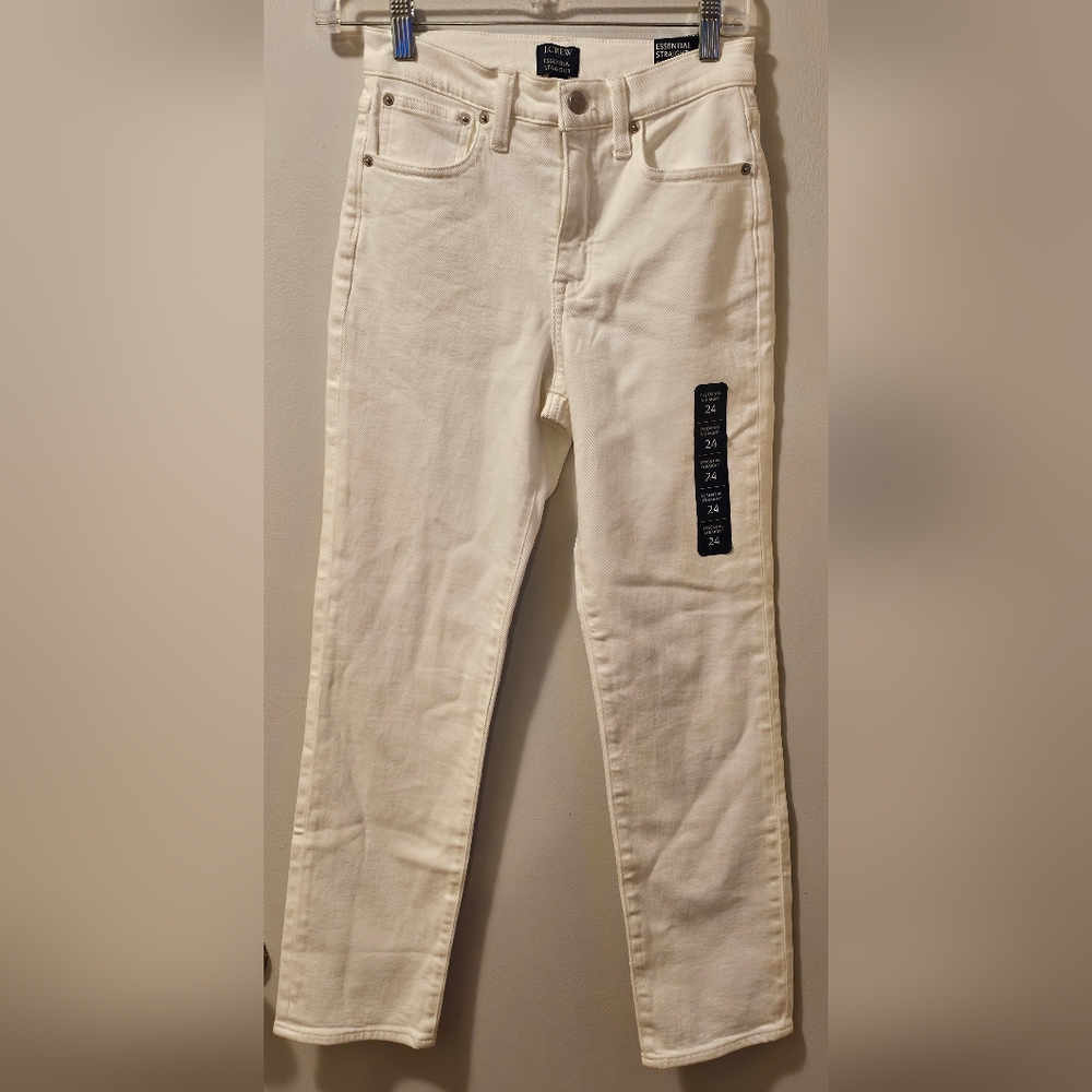 J Crew Jeans Essential‎ Straight All Day Stretch Denim White Women's Size 24 NWT